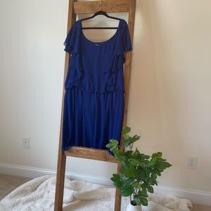 Blue Flutter Sleeve Dress